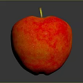 Fresh Red Shiny Apple With Yellow Stem On Grey Background