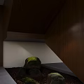 Fresh Flowers and Green Plants in Cozy Corner with Wooden Walls Natural Light and Stone Decor
