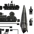 Black Modern Bathroom Accessories With Towels Shelf Towel Rack Toilet Brush And Holder