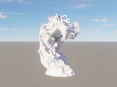 White Abstract Artistic Stone Carving Sculpture With Swirl Flowing Form 3d model