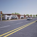 Ecological Parking Lot With Trees Charging Stations Parking Sign And Cars