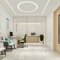 Modern Medical Clinic Waiting Area With Marble Walls Examination Bed And Green Plants