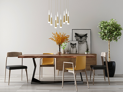 Nordic Dining Table and Chair Combination model