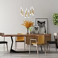 Nordic Dining Table and Chair Combination 3d model