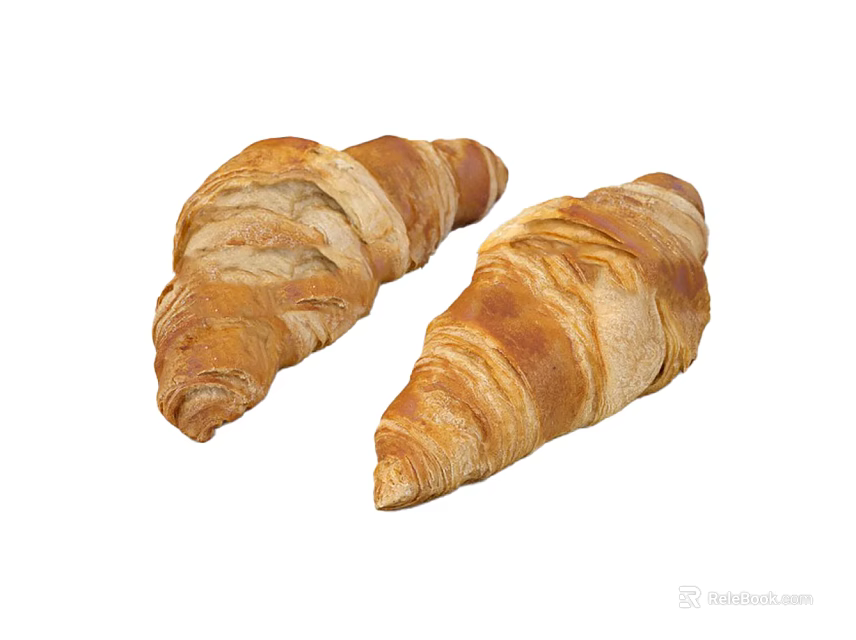 Delicious Golden Flaky Croissants With Buttery Layers And Crispy Texture 3d model 