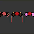 Fashionable Clothing Accessories With Black Hexagon Red Pink Flower Designs And Red Poles