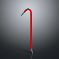 Red Curved Handle Walking Cane With Metal Tip And Sturdy Structure 3d model