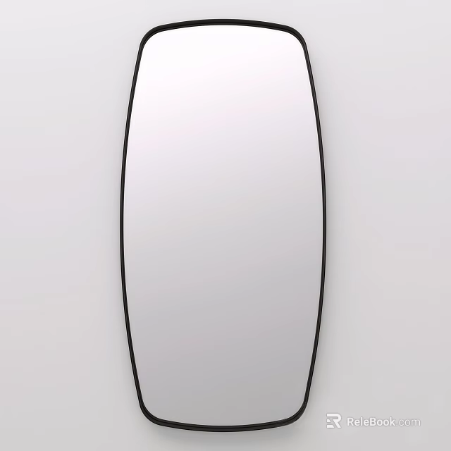 Oval Wall Mirror With Black Frame Sleek Design For Modern Home Decor 3d model 