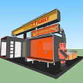 TT FAMILY Exhibition Booth With Modern Metallic Structure And Colorful Striped Counter