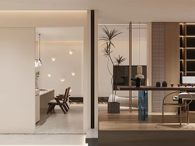 Elegant Modern Open Concept Kitchen Interior With Sleek Cabinets And Island 3d model