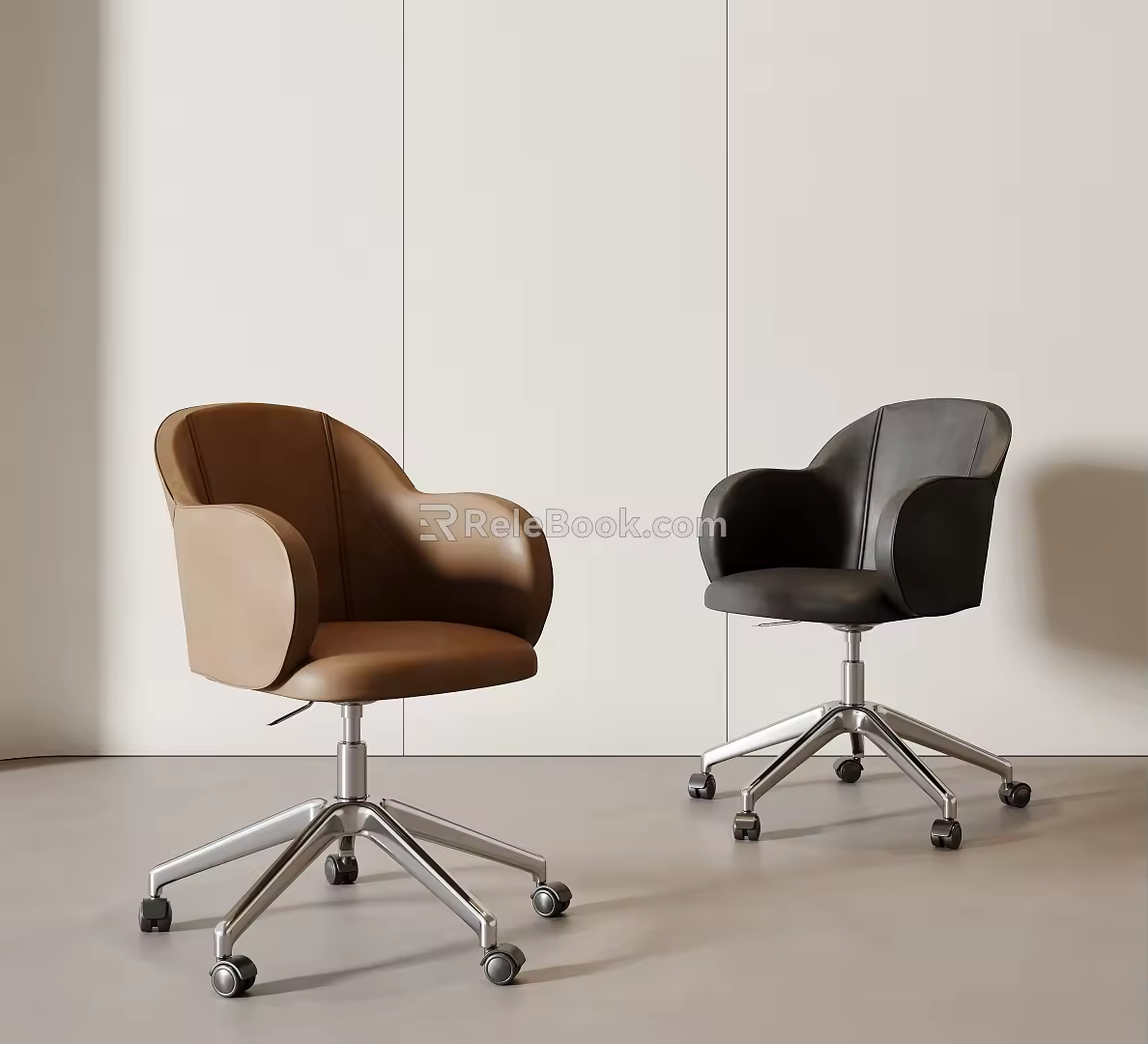 Modern office chair with pulley rotating computer chair 3d model