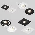 Modern Downlights And Spotlights With Circular Square Shapes Black White Ceiling Lights 3d model