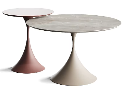 Modern Round Dining Tables With Tapered Base In Pink And Beige Colors 3d model
