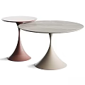 Modern Round Dining Tables With Tapered Base In Pink And Beige Colors