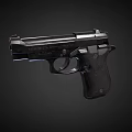 Black Metallic Pistol Firearm Weapon With Detailed Grip And Trigger Design