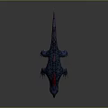 Fantasy Creature Character With Blue Skin Red Spikes Open Mouth And Pink Underbelly