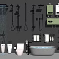 Complete Modern Bathroom Combination With Bathtub Toilet Shower System And Accessories