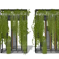 Modern Decorative Room Divider With Hanging Green Plants Metal Frame And Wooden Panels