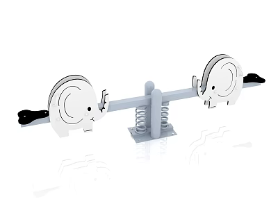 Children Playground Equipment Seesaw With Elephant Shaped Seats And Spring Base 3d model