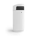 Modern Grey Cylindrical Trash Cans With Open And Closed Top Designs
