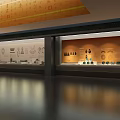 Traditional Interior With Ancient Calligraphy Carved Mural Stone Pillars And Display Platform