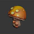 Adorable Cartoon Mushroom with Orange Cap Yellow Spots and Cute Eyes as Whimsical Food Design