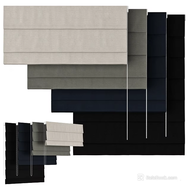 Modern Window Curtains With Multiple Color Options And Neutral Dark Shades 3d model
