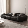 Modern Three-Seat Sofa Italian Minimalist Summer Figure Sofa Large Black Cow Sofa 3d model