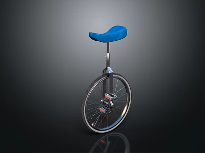 Modern Blue Seat Unicycle Featuring Metal Frame And Single Wheel Structure 3d model