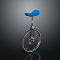 Modern Blue Seat Unicycle Featuring Metal Frame And Single Wheel Structure