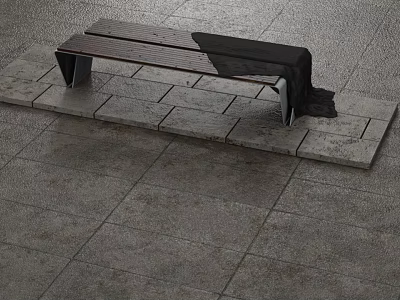 Industrial LOFT Bench Park Bench Floor Tile Wood Grain Chair Fabric 3d model