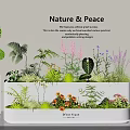 Colorful Flowers And Green Plants In Multi Tiered White Planters For Nature Peaceful Atmosphere