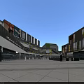 Vibrant Commercial Street With Colorful Buildings Pedestrians Billboards And Outdoor Square