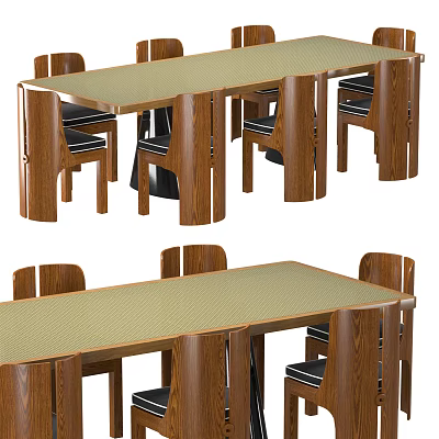 Wooden Dining Table Set with Matching Chairs for Home Dining Space 3d model