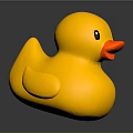Yellow Rubber Duck Toy with Orange Beak and Black Eyes as Bath Plaything for Kids