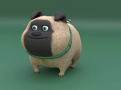 Cute Reptile 3D Model Character With Green Collar On Green Background 3d model Cute Reptile 3D Model Character With Green Collar On Green Background 3d model