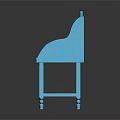 Blue Single Sofa With Carved Backrest And Slim Legs Classic Design