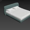 Modern Light Blue Upholstered Double Bed With Pleated Soft Headboard For Cozy Home Bedroom Decoration