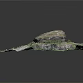 Realistic 3D Rocky Terrain Model With Green Vegetation And Natural Texture