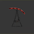 Outdoor Swing Chair With Red Canopy Wooden Bench Seat And Metal Frame
