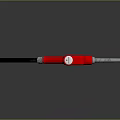 Red Fuel Nozzle With Flexible Black Hose And Metal Spout In Fuel Station Equipment