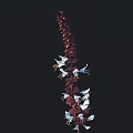 Elegant White Flowers In Ceramic Vase With Burgundy Stem And Green Leaves