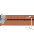 Modern three-seat sofa multiplayer sofa 3d model