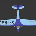 Small Scale Blue and White Model Airplane With SP RWD on Wings Propeller and Wheels