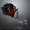 Modern Outboard Motor For Water Transport With Red Black Design And Propeller