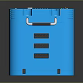 Blue Cubic Industrial Equipment With Circular Top Opening Side Black Stripes And Carrying Handle
