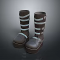 Brown Leather Boots With Multiple Straps And Platform Soles For Daily Use