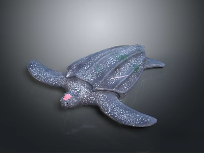 Gray Reptile Turtle With White Spots And Pink Head On Dark Background 3d model