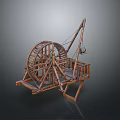 Ancient Wooden Water Wheel Traditional Structure With Rotating Wheel And Lifting Mechanism