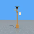 Solar Powered Outdoor Light With Wooden Pole And Decorative Lantern Design